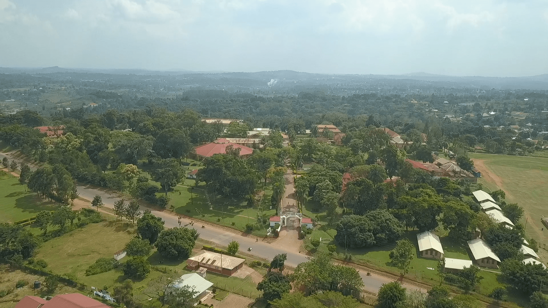 Aerial view of the Main Building & College of Agriculture & External Studies (CAES) building